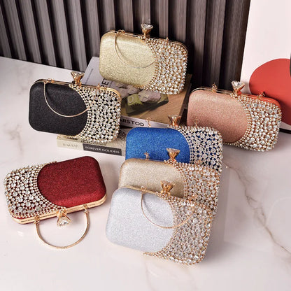 Rhinestones Women Bags Hollow Out Style Fashion Evening Bag Chain Shoulder Handbags Luxury Party Wedding Day Clutch Purse Carry