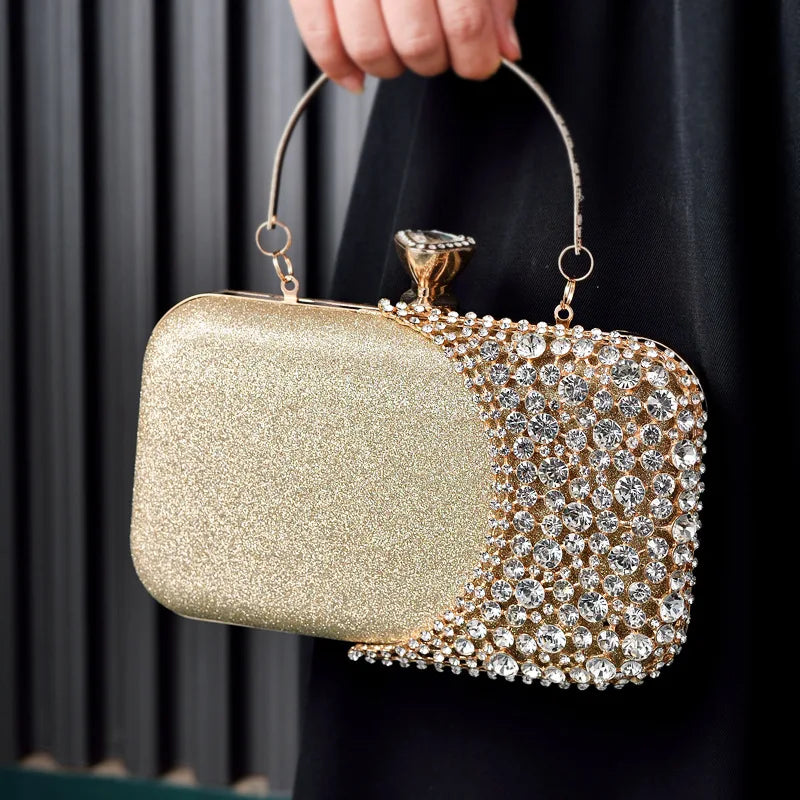 Rhinestones Women Bags Hollow Out Style Fashion Evening Bag Chain Shoulder Handbags Luxury Party Wedding Day Clutch Purse Carry