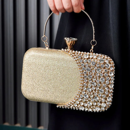Rhinestones Women Bags Hollow Out Style Fashion Evening Bag Chain Shoulder Handbags Luxury Party Wedding Day Clutch Purse Carry