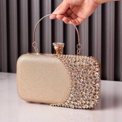 Rhinestones Women Bags Hollow Out Style Fashion Evening Bag Chain Shoulder Handbags Luxury Party Wedding Day Clutch Purse Carry