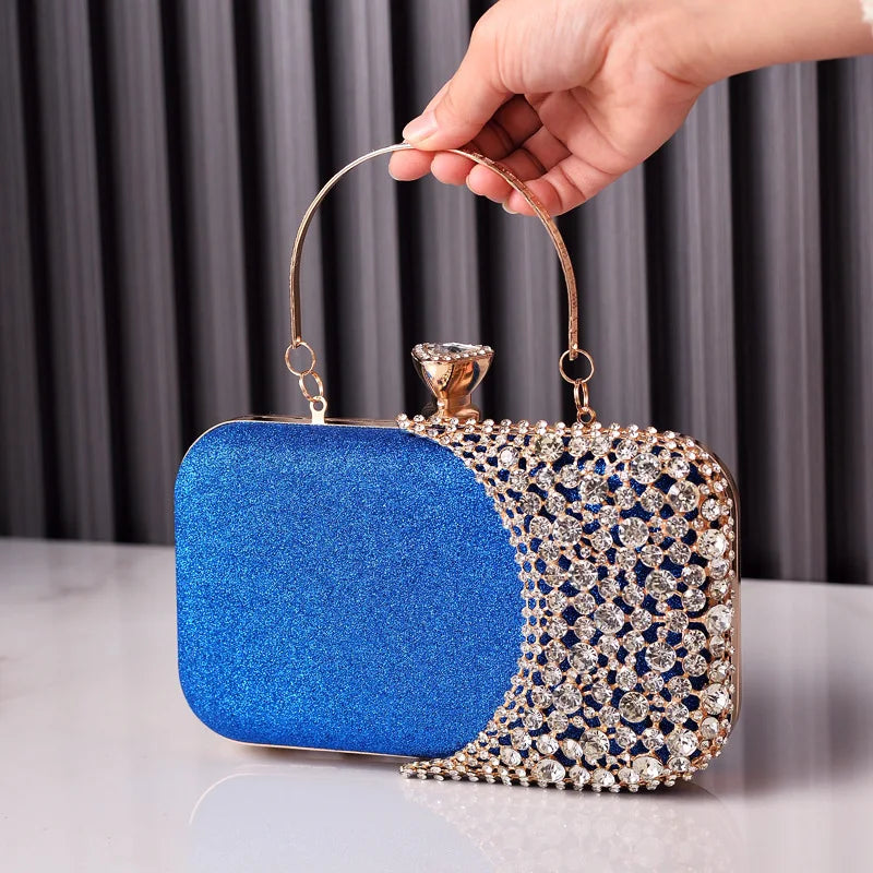 Rhinestones Women Bags Hollow Out Style Fashion Evening Bag Chain Shoulder Handbags Luxury Party Wedding Day Clutch Purse Carry