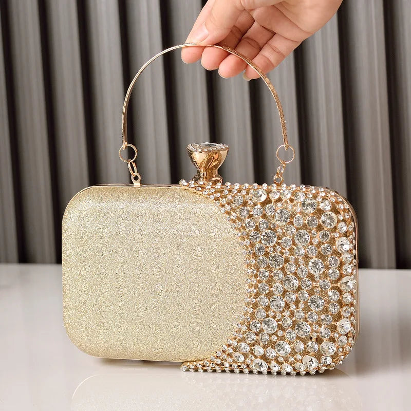 Rhinestones Women Bags Hollow Out Style Fashion Evening Bag Chain Shoulder Handbags Luxury Party Wedding Day Clutch Purse Carry