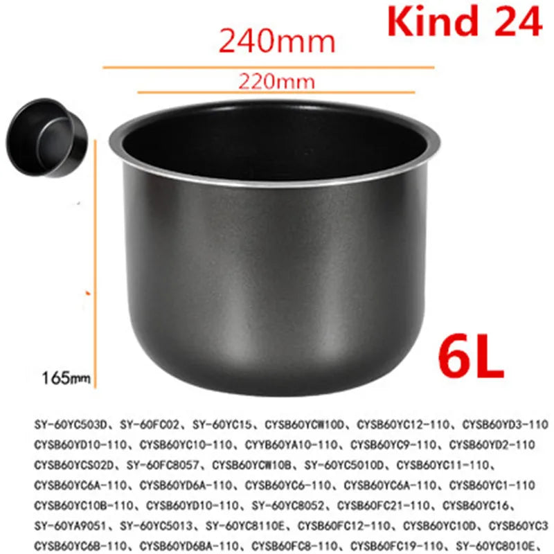 Rice Cooker Liner for SUPOR Pressure Cooker Lnner Pot Rice Cooker Pressure Cooker Black pot Inner Pot Non-stick Pot Inner Pot