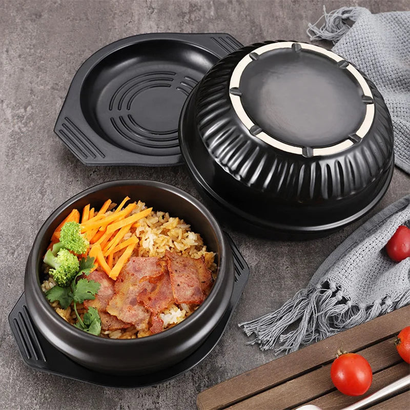 Rice Pot Korean Mixed Stone Pot Stone Pot Cuisine Casserole High Temperature Potted Rice Pots Cooking Soup Pot Tableware