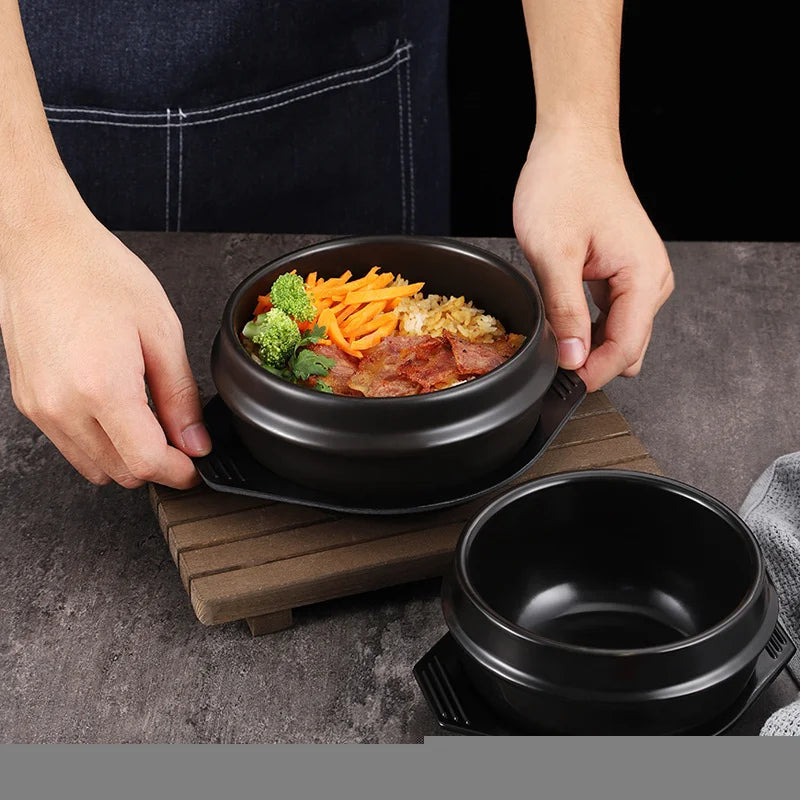 Rice Pot Korean Mixed Stone Pot Stone Pot Cuisine Casserole High Temperature Potted Rice Pots Cooking Soup Pot Tableware