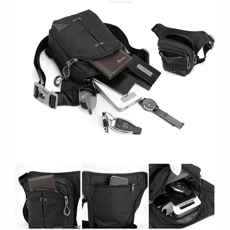 Rider Drop Leg Bag Waist Fanny Pack for Men Motorcycle Travel Assault Male Nylon Belt Messenger Cross Body Thigh Hip Bags