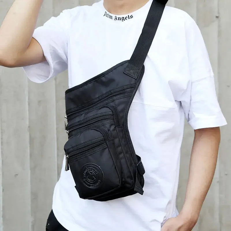 Rider Motorcycle Leg Bag for Men Nylon Cross Body Military Multi-Pockets Male Messenger Shoulder Waist Fanny Pack Bags