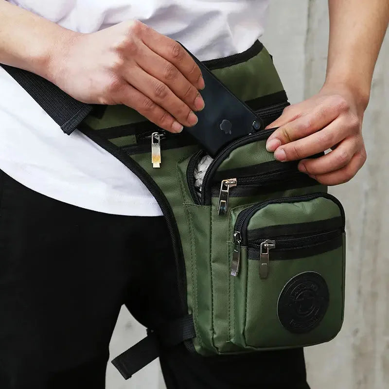 Rider Motorcycle Leg Bag for Men Nylon Cross Body Military Multi-Pockets Male Messenger Shoulder Waist Fanny Pack Bags