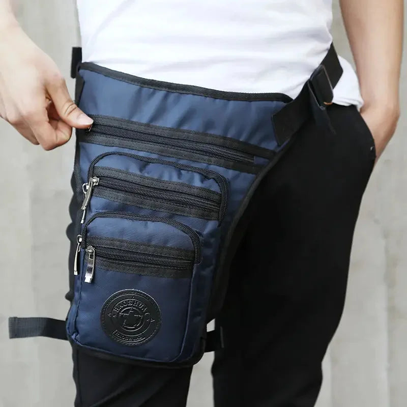 Rider Motorcycle Leg Bag for Men Nylon Cross Body Military Multi-Pockets Male Messenger Shoulder Waist Fanny Pack Bags