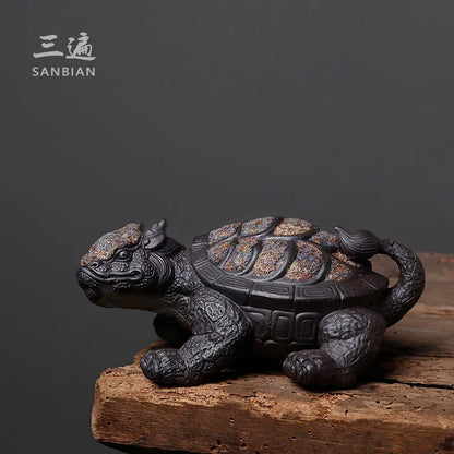 Rock Mine Dragon Turtle Tea Ornaments Decoration Purple Sand New Chinese Style Entrance Decoration Crafts Supportable Brillian