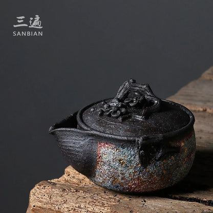 Rock Plum Blossom Pot Single Teapot Ceramic Retro Firewood Aquarius Pot Tureen Japanese Teapot