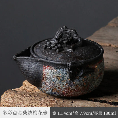 Rock Plum Blossom Pot Single Teapot Ceramic Retro Firewood Aquarius Pot Tureen Japanese Teapot