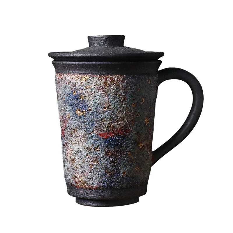 Rock and Mineral Colorful Mug Japanese Weng Muruzheng Handmade Quick Cup Firewood Burning Office Cup with Cover Strain Water C