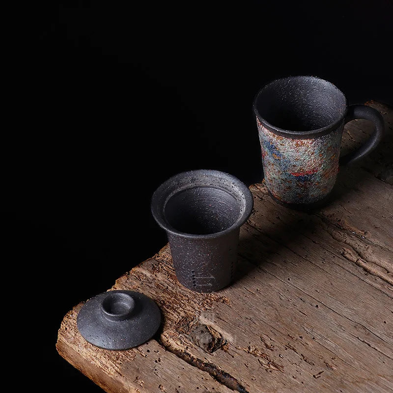 Rock and Mineral Colorful Mug Japanese Weng Muruzheng Handmade Quick Cup Firewood Burning Office Cup with Cover Strain Water C
