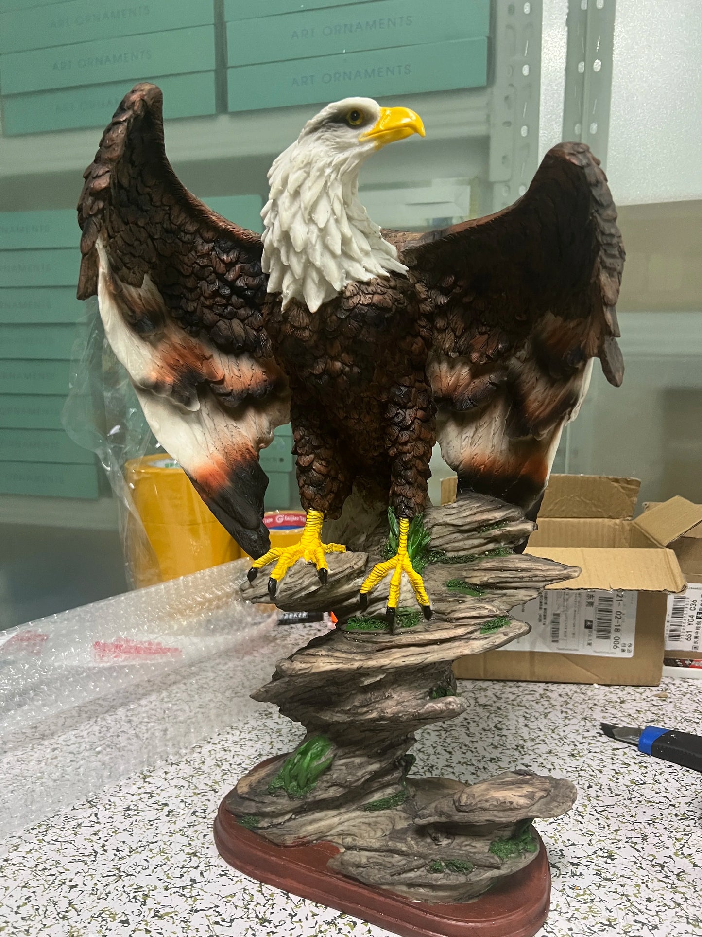 Rocky Mountain Bald Eagle Statue 18 Inch Tall American Home Decor Statue, Office Desk Decoration, Religious Gift, Resin Artwork