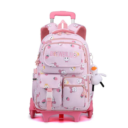 Rolling Bags Detachable Children Trolley School Bags High-capacity Student 2 Size Backpack on Wheels Waterproof Schoolbags
