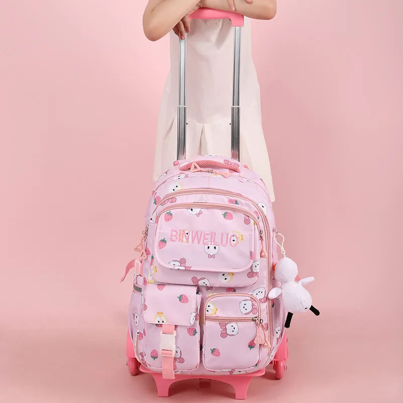 Rolling Bags Detachable Children Trolley School Bags High-capacity Student 2 Size Backpack on Wheels Waterproof Schoolbags
