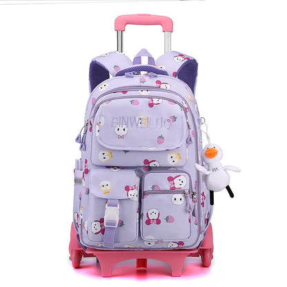 Rolling Bags Detachable Children Trolley School Bags High-capacity Student 2 Size Backpack on Wheels Waterproof Schoolbags
