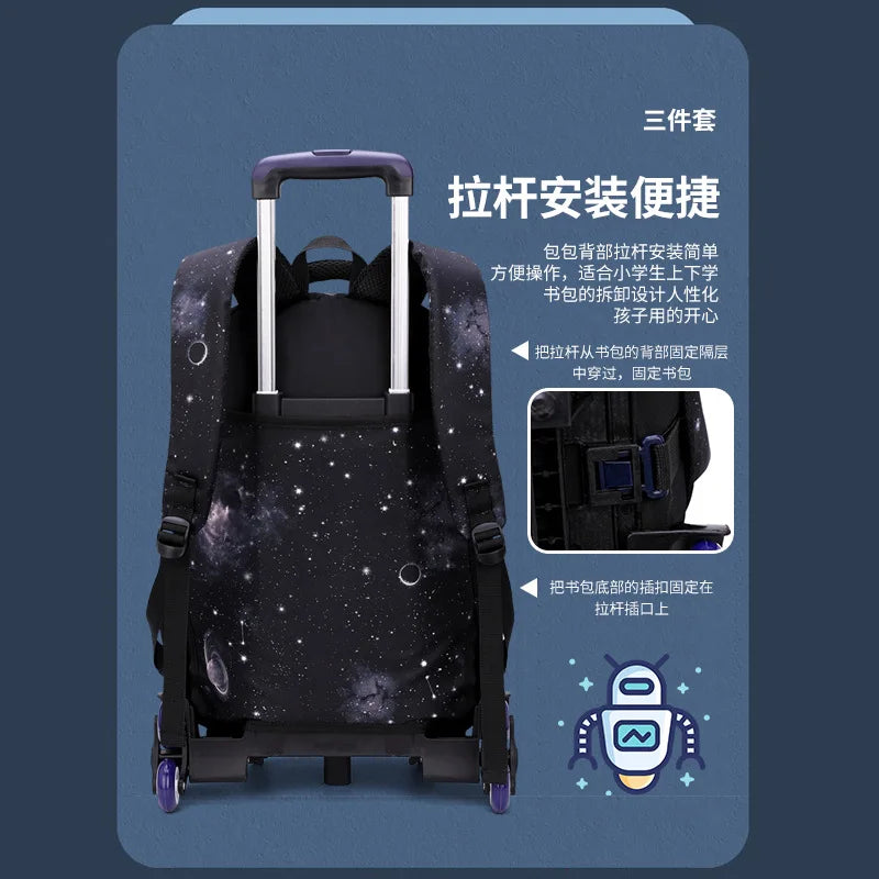Rolling Children School Bag with Wheels For boys School Backpack Trolley Luggage Bag wheeled backpack Students Backpack