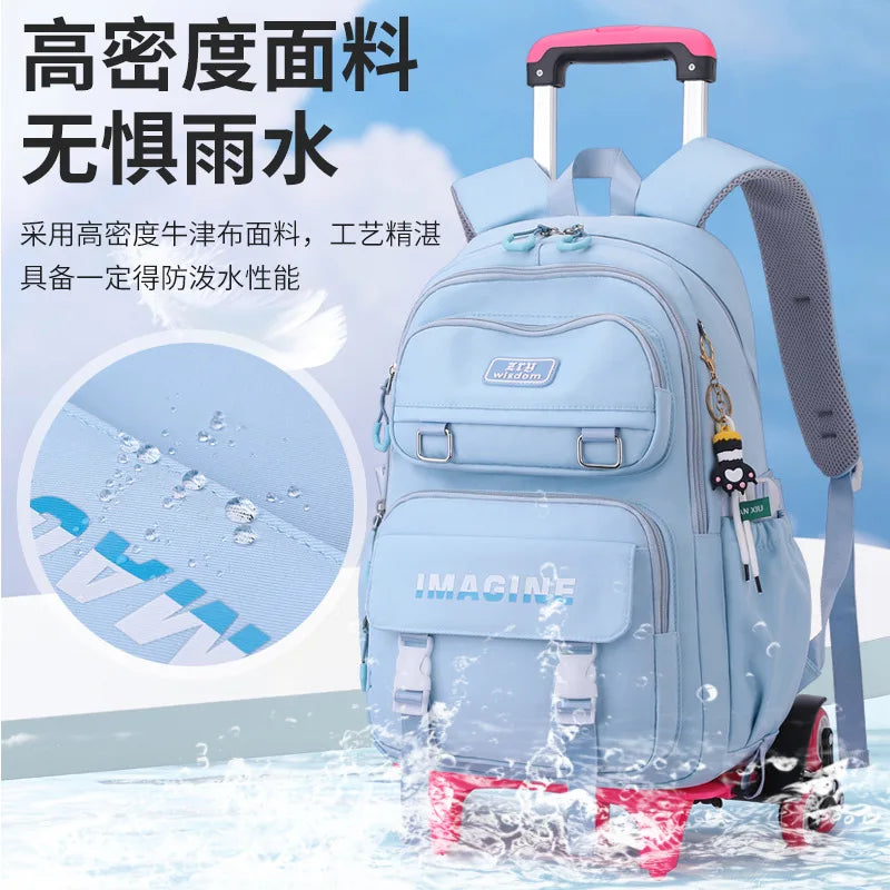 Rolling School Bag For Girls Children School Backpack with Wheels Trolley Luggage Bag wheeled backpack Students Backpack