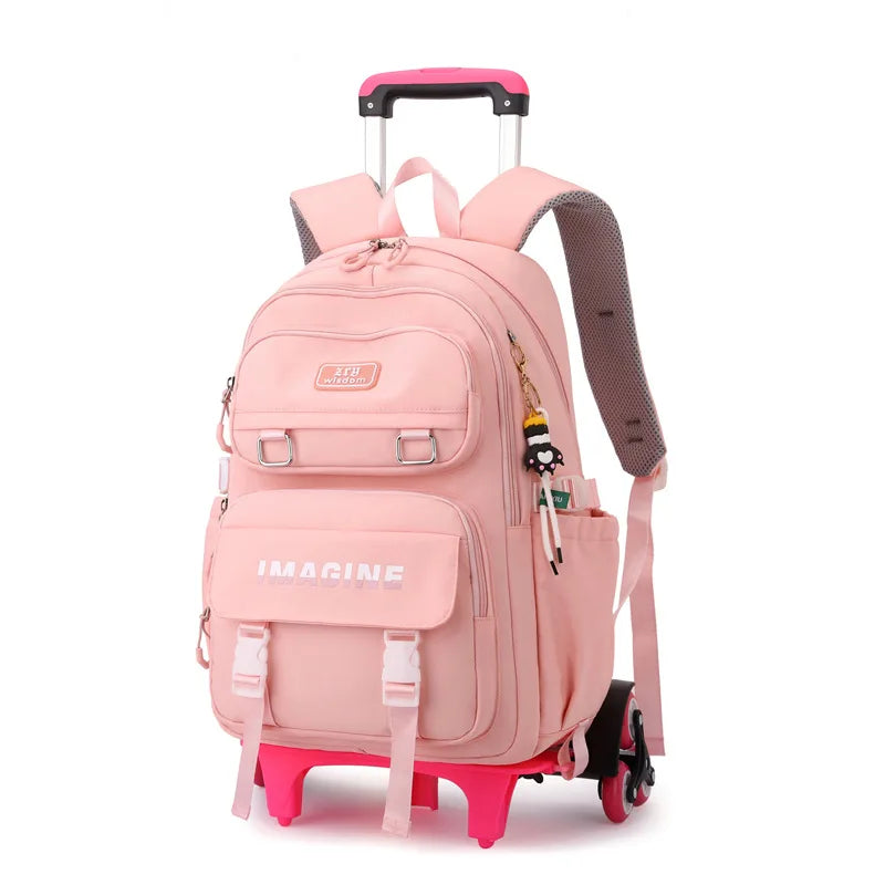 Rolling School Bag For Girls Children School Backpack with Wheels Trolley Luggage Bag wheeled backpack Students Backpack