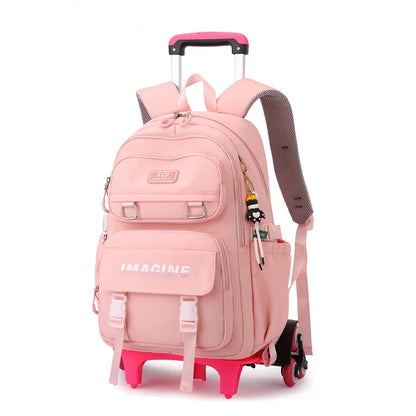 Rolling School Bag For Girls Children School Backpack with Wheels Trolley Luggage Bag wheeled backpack Students Backpack