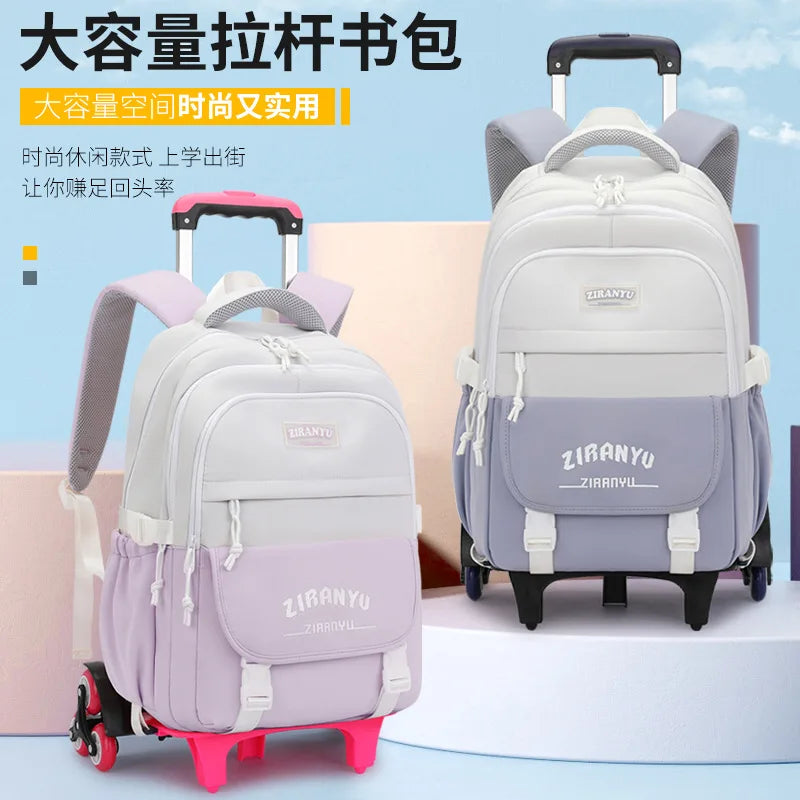 Rolling School Bag For Girls Children School Backpack with Wheels Trolley Luggage Bag wheeled backpack Students Backpack