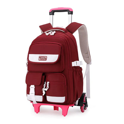 Rolling School Bag For Girls Children School Backpack with Wheels Trolley Luggage Bag wheeled backpack Students Backpack