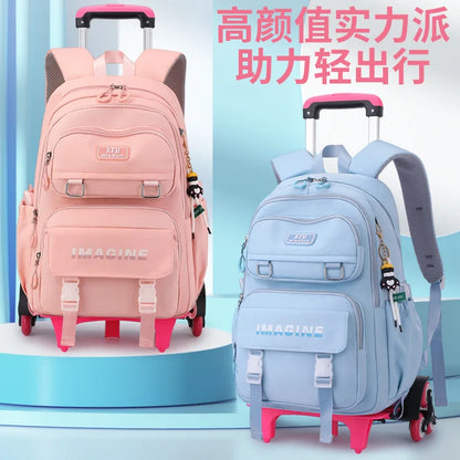 Rolling School Bag For Girls Children School Backpack with Wheels Trolley Luggage Bag wheeled backpack Students Backpack