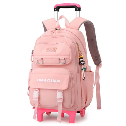 Rolling School Bag For Girls Children School Backpack with Wheels Trolley Luggage Bag wheeled backpack Students Backpack