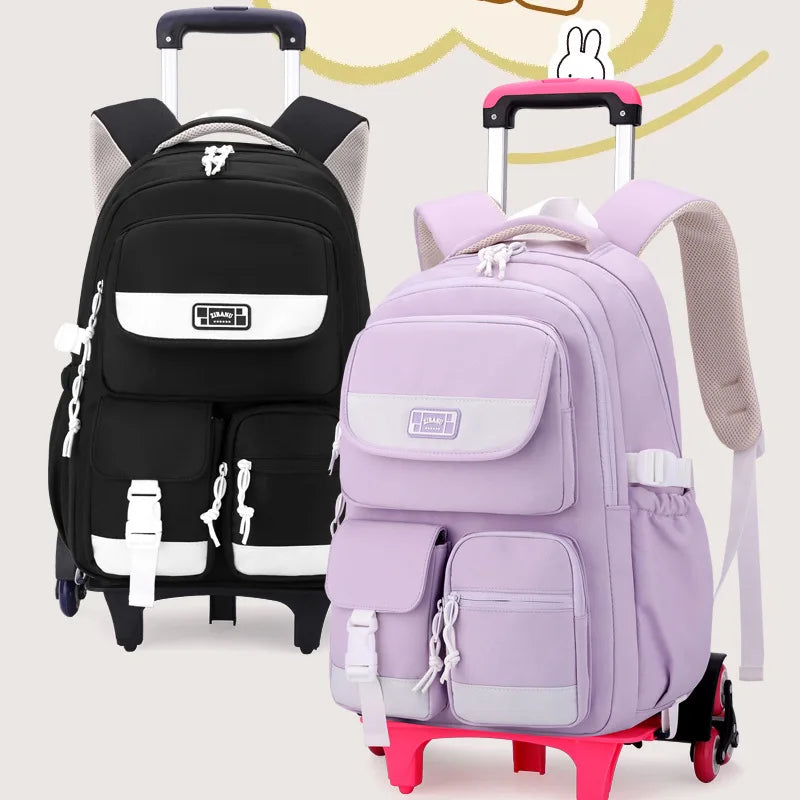 Rolling School Bag For Girls Children School Backpack with Wheels Trolley Luggage Bag wheeled backpack Students Backpack