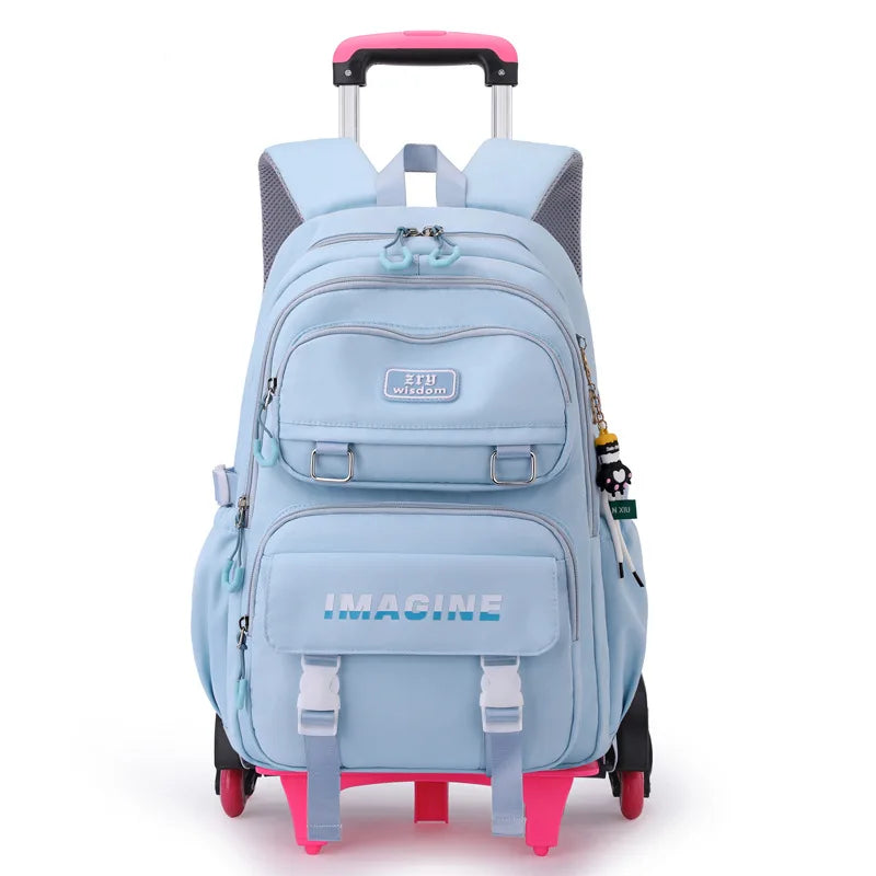 Rolling School Bag For Girls Children School Backpack with Wheels Trolley Luggage Bag wheeled backpack Students Backpack