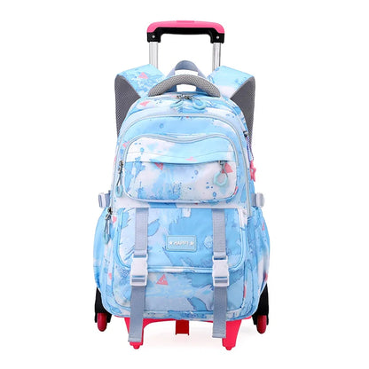 Rolling School Bags for Girls Backpack Children Waterproof School Backpacks with Wheels Middle School Trolley Luggage Back Pack