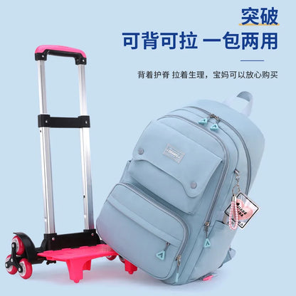 Rolling School Bags for Girls Backpack Children Waterproof School Backpacks with Wheels Middle School Trolley Luggage Back Pack