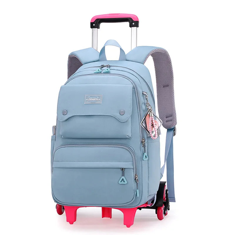 Rolling School Bags for Girls Backpack Children Waterproof School Backpacks with Wheels Middle School Trolley Luggage Back Pack