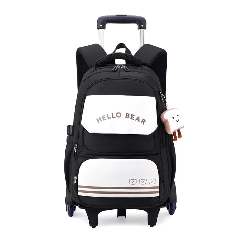 Rolling School Bags for Girls Backpack Children Waterproof School Backpacks with Wheels Middle School Trolley Luggage Back Pack