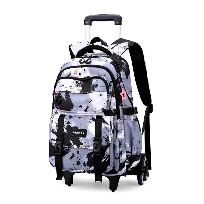 Rolling School Bags for Girls Backpack Children Waterproof School Backpacks with Wheels Middle School Trolley Luggage Back Pack