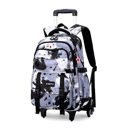 Rolling School Bags for Girls Backpack Children Waterproof School Backpacks with Wheels Middle School Trolley Luggage Back Pack