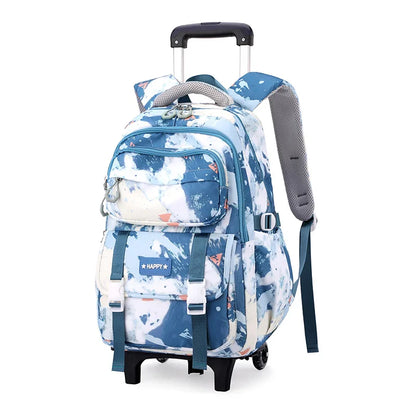 Rolling School Bags for Girls Backpack Children Waterproof School Backpacks with Wheels Middle School Trolley Luggage Back Pack