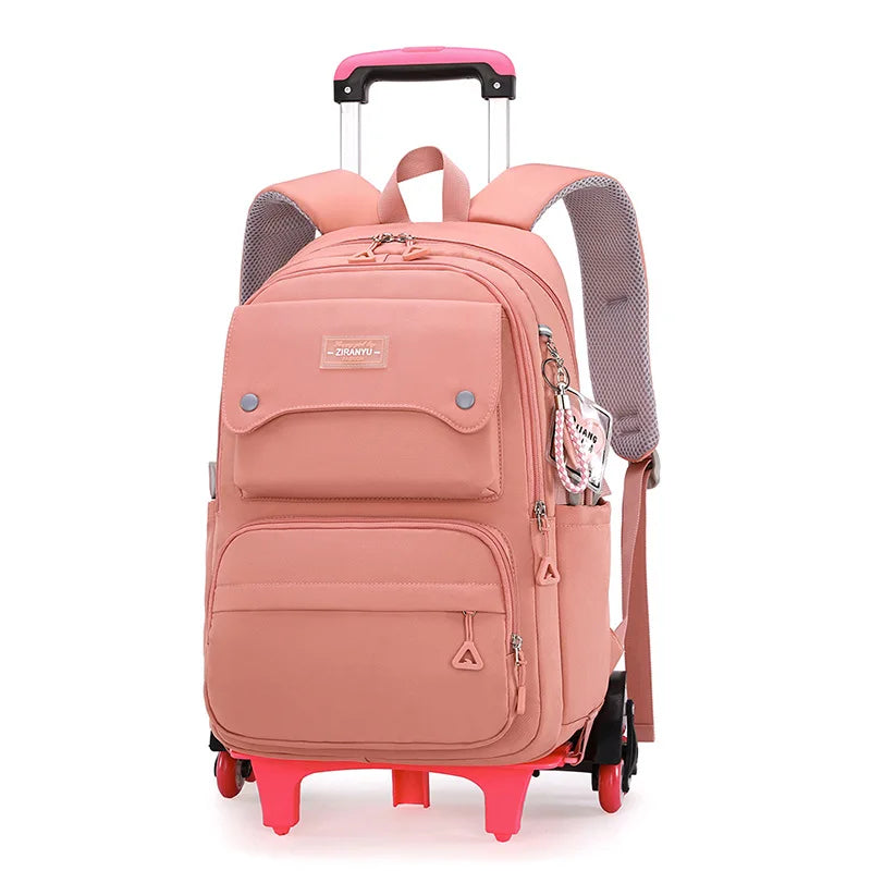 Rolling School Bags for Girls Backpack Children Waterproof School Backpacks with Wheels Middle School Trolley Luggage Back Pack