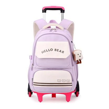 Rolling School Bags for Girls Backpack Children Waterproof School Backpacks with Wheels Middle School Trolley Luggage Back Pack