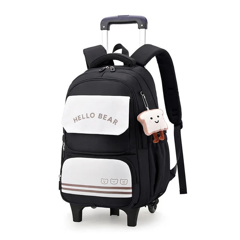 Rolling School Bags for Girls Backpack Children Waterproof School Backpacks with Wheels Middle School Trolley Luggage Back Pack
