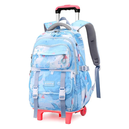 Rolling School Bags for Girls Backpack Children Waterproof School Backpacks with Wheels Middle School Trolley Luggage Back Pack