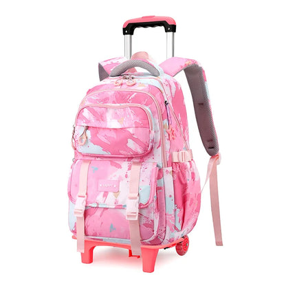 Rolling School Bags for Girls Backpack Children Waterproof School Backpacks with Wheels Middle School Trolley Luggage Back Pack