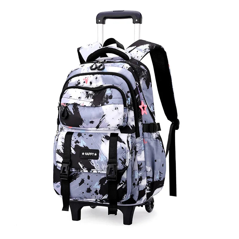 Rolling School Bags for Girls Backpack Children Waterproof School Backpacks with Wheels Middle School Trolley Luggage Back Pack