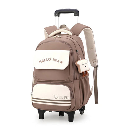 Rolling School Bags for Girls Backpack Children Waterproof School Backpacks with Wheels Middle School Trolley Luggage Back Pack