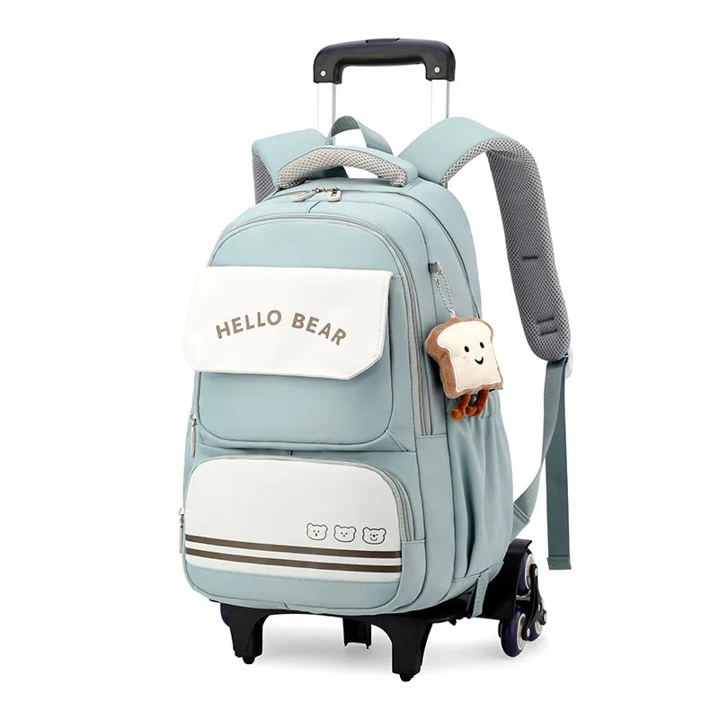 Rolling School Bags for Girls Backpack Children Waterproof School Backpacks with Wheels Middle School Trolley Luggage Back Pack