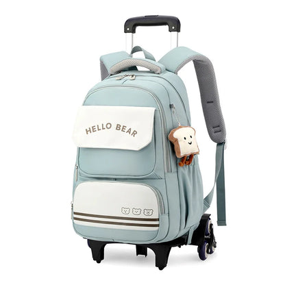 Rolling School Bags for Girls Backpack Children Waterproof School Backpacks with Wheels Middle School Trolley Luggage Back Pack