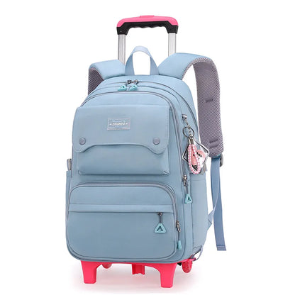 Rolling School Bags for Girls Backpack Children Waterproof School Backpacks with Wheels Middle School Trolley Luggage Back Pack