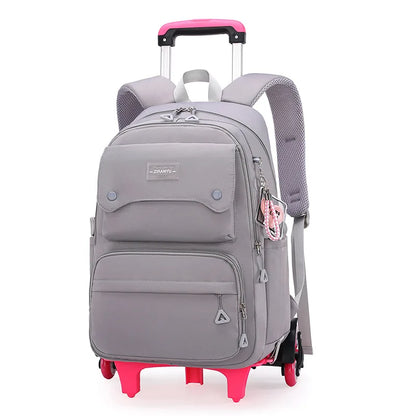 Rolling School Bags for Girls Backpack Children Waterproof School Backpacks with Wheels Middle School Trolley Luggage Back Pack